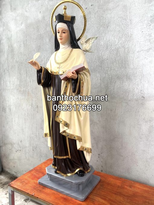 Tượng Mẹ Teresa Avila Cao 120cm Bằng Gỗ Phấn Màu (3)