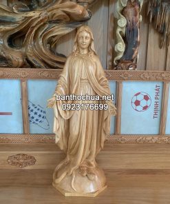 Tượng Thánh Giuse, Đức Mẹ Ban ơn, Chúa Chịu Nạn Cao 70cm Bằng Gỗ Pơ Mu (3)
