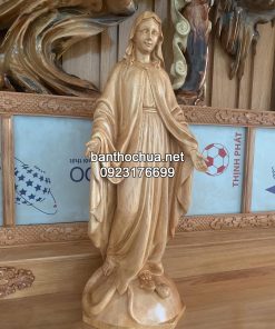 Tượng Thánh Giuse, Đức Mẹ Ban ơn, Chúa Chịu Nạn Cao 70cm Bằng Gỗ Pơ Mu (4)