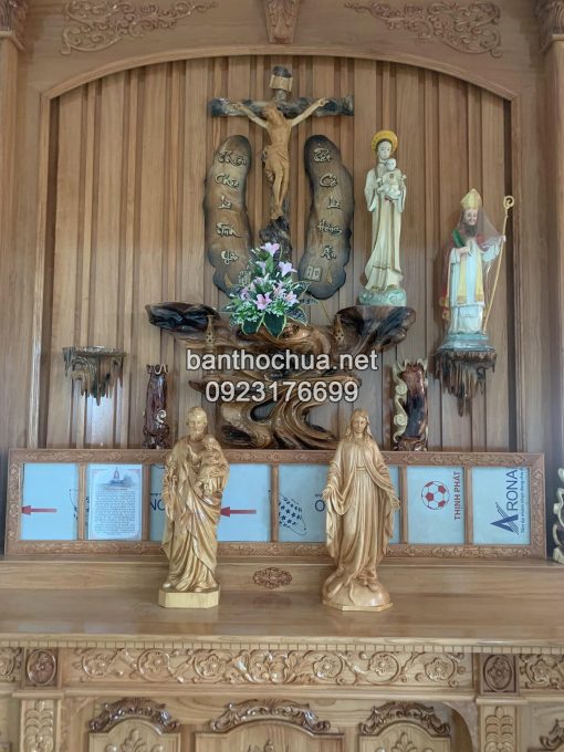 Tượng Thánh Giuse, Đức Mẹ Ban ơn, Chúa Chịu Nạn Cao 70cm Bằng Gỗ Pơ Mu (6)