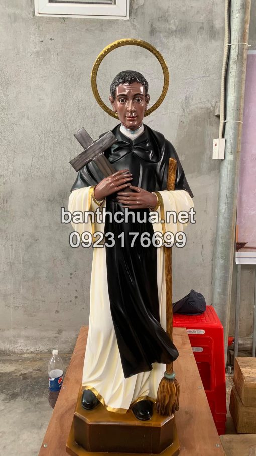 Tượng Thánh St. Martino De Porres Bằng Gỗ Sơn Màu Cực đẹp (3)